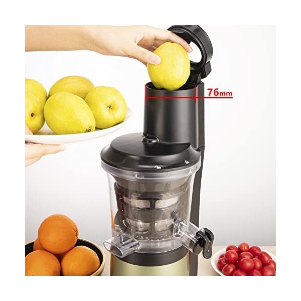 Wiltal Slow Juicer Centrifugeuse électrique pour fruits, légumes, grenade, agrumes, sorbets, 76 mm avec large bouche sans BPA