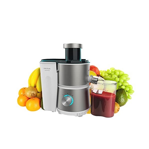 Cecotec Centrifugeuse Juice&Fresh 400 Titan White. 400 W, Vitesse 20000 tr/min, Réservoir de pulpe avec 1L, 2 Vitesses, Disqu
