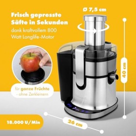 Profi Cook PC-AE 1156 - Centrifugeuse Professionnelle - Bol 1 litre - 5 vitesses - Fonction turbo - Commande tactile - Affich