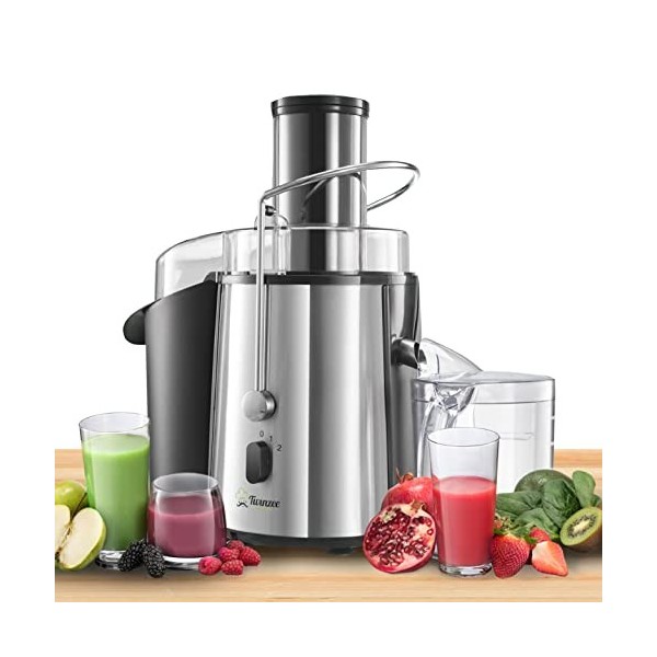 Twinzee Centrifugeuse Extracteur de Jus 850W, Large Bouche 75 mm - Centrifugeuse Fruits et Legumes, Pieds Anti-Dérapants