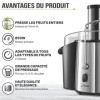 Twinzee Centrifugeuse Extracteur de Jus 850W, Large Bouche 75 mm - Centrifugeuse Fruits et Legumes, Pieds Anti-Dérapants