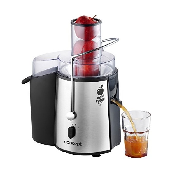 CONCEPT LO7026 Electroménager Fresh, Extracteur de Jus, Goulot XXL 7,2 cm, Deux Vitesses, 16 800 Tours/Minute inox, 1000 W