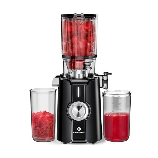 Sans Préparation Extracteur de Jus Vertical, Nettoyage Rapide Extracteur de Jus Lent, 115mm Machine a Jus de Fruit Extracteur