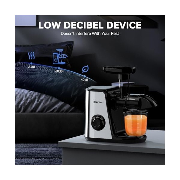 Muchen Extracteur de Jus Élite - Presse-Agrumes à Froid pour Fruits et Légumes, Sans BPA, avec Double Tasse et Brosse, Foncti