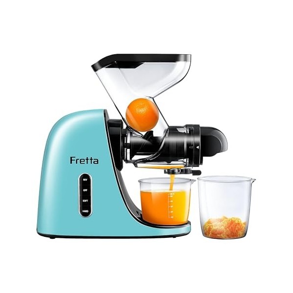 Fretta Extracteur de Jus à Pression à Froid, Goulotte dalimentation Large de 76 MM, Presse-agrumes à Froid sans BPA, Extract