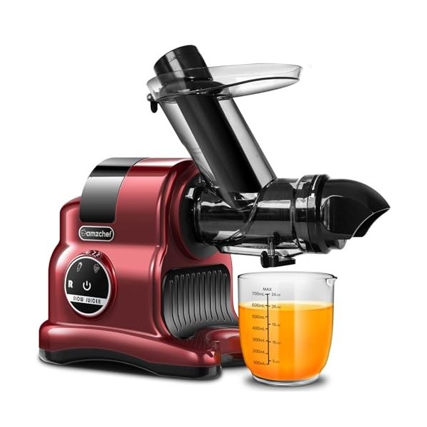 AMZCHEF 80MM Large Juicer - Slow Juicer avec 2 réglages de vitesse et fonction de rembobinage - 150 watt juicer pour légumes 