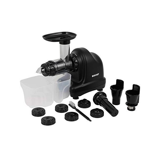 Extracteur de Jus BioChef Axis Cold Press Juicer - Extracteur Masticateur Horizontal pour Herbe de Blé, Fruits et Légumes ave