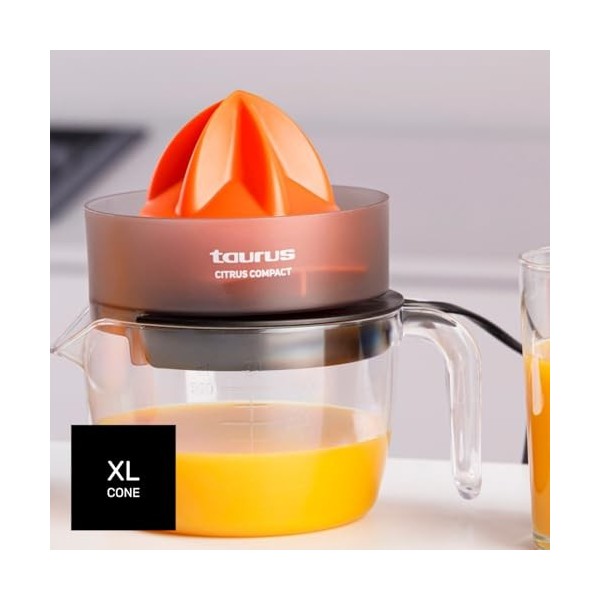Taurus - Presse-agrumes Électrique Citrus Compact | Double Rotation | Cône Extra Large | Démontable | Compatible Lave-vaissel