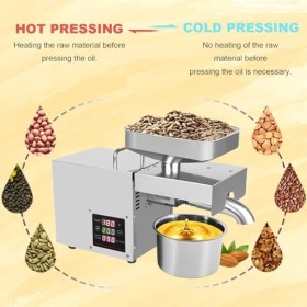 Presse à Huile Automatique, Presse à Huile électrique à Froid/Chaud en Acier Inoxydable avec écran LCD, Commercial Presse à H