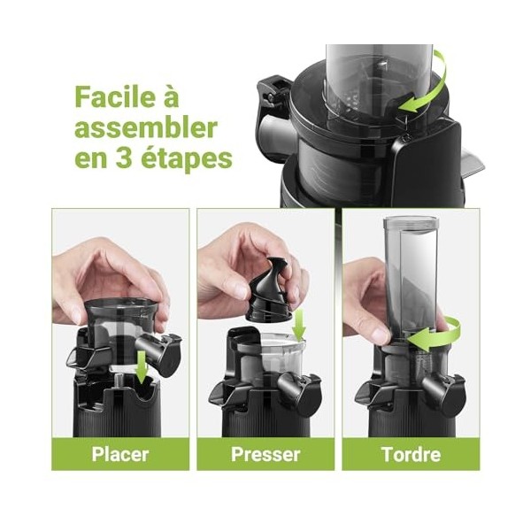 Extracteur de jus AOBOSI-Mini Presse-agrumes électrique lent avec fonction de mastication inversée-extracteur de jus de fruit