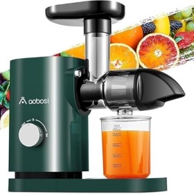 Aobosi Blender pressé à froid, extracteur de jus et fruits avec moteur silencieux, gobelet à jus et brosse de nettoyage, sans