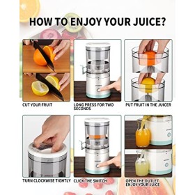 Presse Agrume Electrique Extracteur Jus USB Chargement pour Citron, Orange | 45 W | bec Anti-gouttes | Haut rendement | Porta