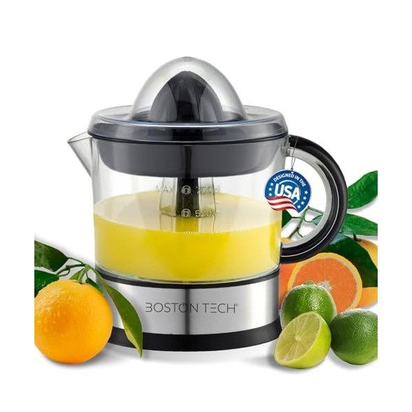 MasterJuicer : presse agrume electrique | 700 ml, Rotation Bidirectionnelle, 40W | 2 cônes, BPA Free, Anti-goutte et Lavable 