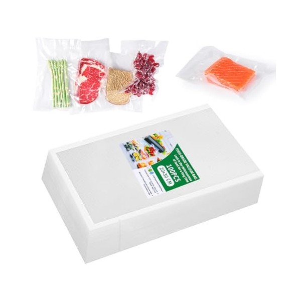 Vinabo Sacs Sous Vide Alimentaire 100 Sachets 20 x 30 cm pour Machine Sous Vide des Aliments et la Cuisson, Sac Sous Vide Gau