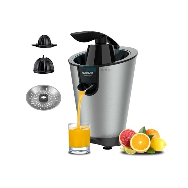 Cecotec Presse Agrume Electrique EssentialVita PowerFresh 1000 Inox. Presse-Agrumes Électrique De 1000 W Avec Bras Levier, De