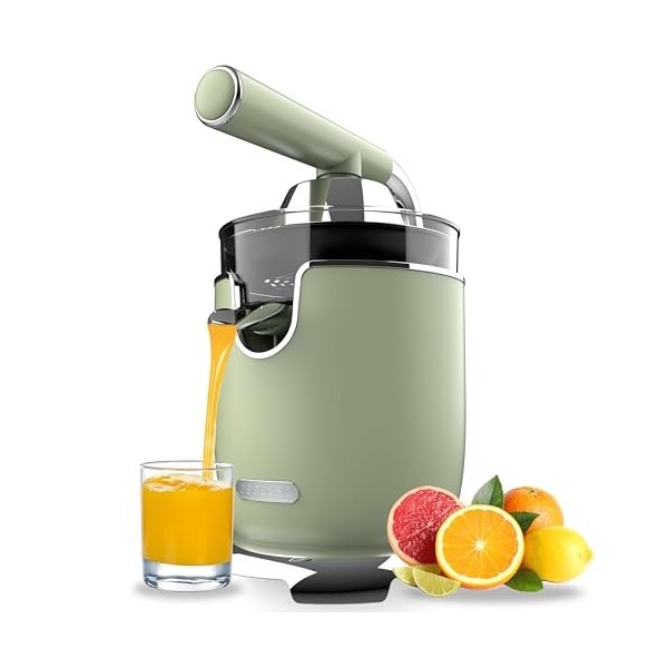 Cecotec Presse-agrumes électrique Xqueeze RetroJuice 1000 Green. Pour oranges et agrumes, 1000 W, filtre inox, 2 cônes amovib