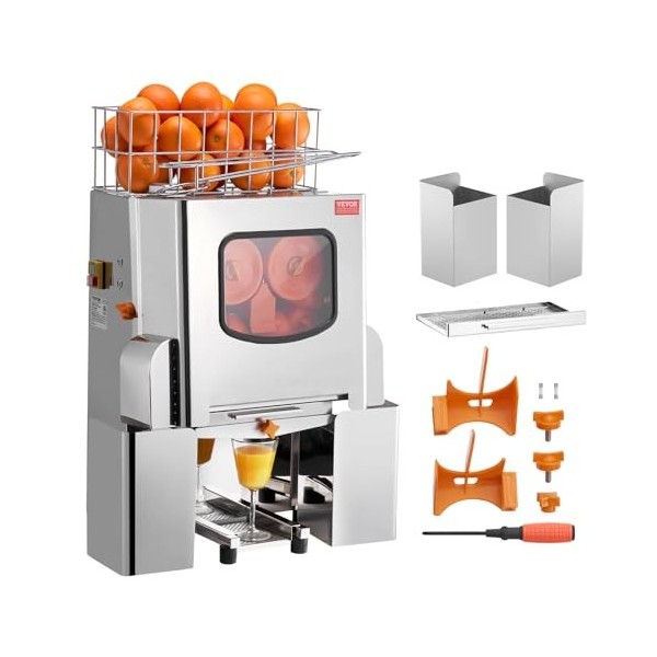 VEVOR Presse-Agrumes Électrique Commercial 120 W Extracteur de Jus dOrange Alimentation Automatique avec Filtre Extractible