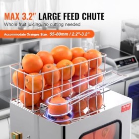 VEVOR Presse-Agrumes Électrique Commercial 120 W Extracteur de Jus dOrange Alimentation Automatique avec Filtre Extractible 