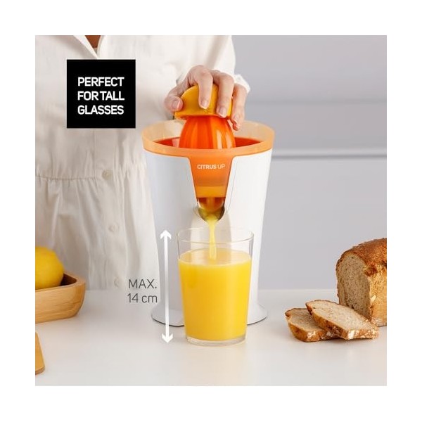 Taurus - Presse-agrumes extra-haut Citrus Up | 40W | écoulement continu | 2 cônes extracteurs | réservoir 200 ml | verres jus