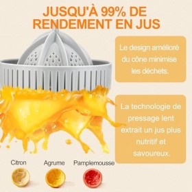 MAISON HUIS Presse-agrumes Électrique Presse-oranges Presse-citrons Extracteur de Jus Portable avec Recharge USB pour Oranges