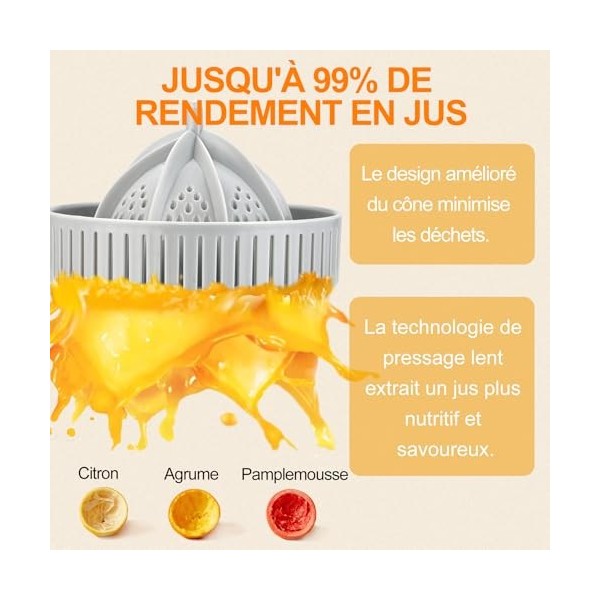 MAISON HUIS Presse-agrumes Électrique Presse-oranges Presse-citrons Extracteur de Jus Portable avec Recharge USB pour Oranges