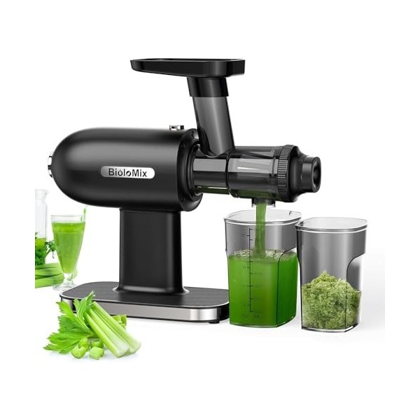 BioloMix, presse-agrumes, presse-légumes et presse-fruits, moteur silencieux et fonction anti-cloque, facile à nettoyer, noir