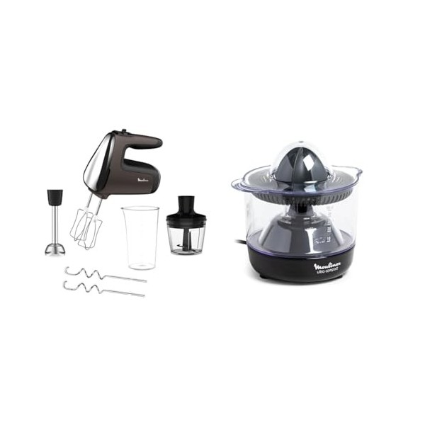 Moulinex Powermix Silence Batteur, 600 W, Technologie silencieuse, Variateur de vites & Presse-agrume électrique, Double rota