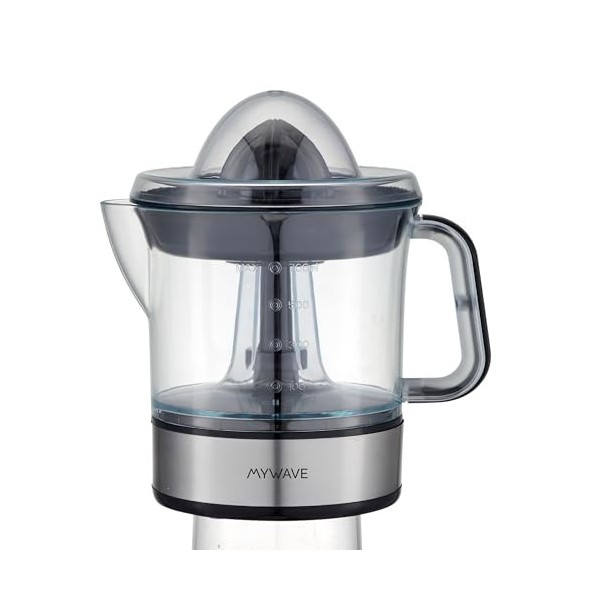My Wave - Presse-agrumes Électrique sans Levier - Extraction Rapide du Jus - Puissance de 40W - Capacité de 0,7 L - Poignée d
