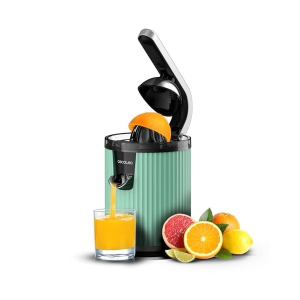 Cecotec Presse-agrumes électrique à bras pour oranges et agrumes Xqueeze RetroJuice 600 Green. 600W, Style rétro, filtre en a