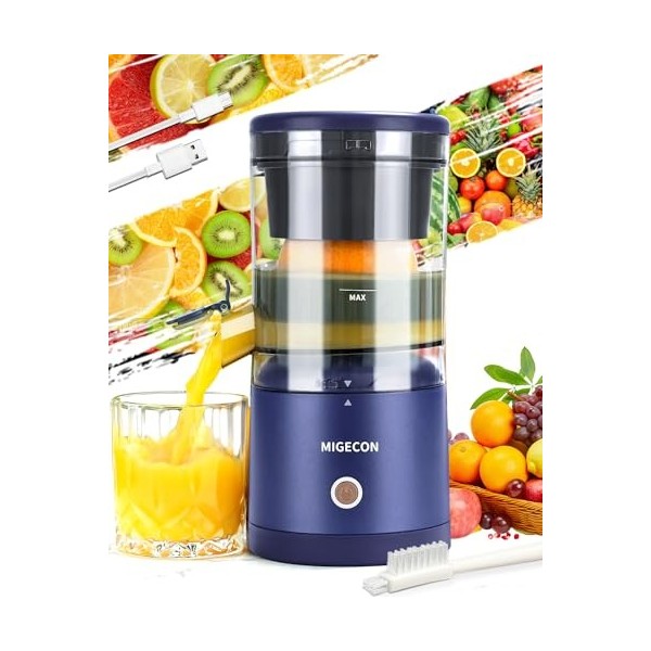 Presse-agrumes Electrique Rechargeable - Machine à jus dagrumes avec port USB et presse-agrumes portable, presse-agrumes ave ...