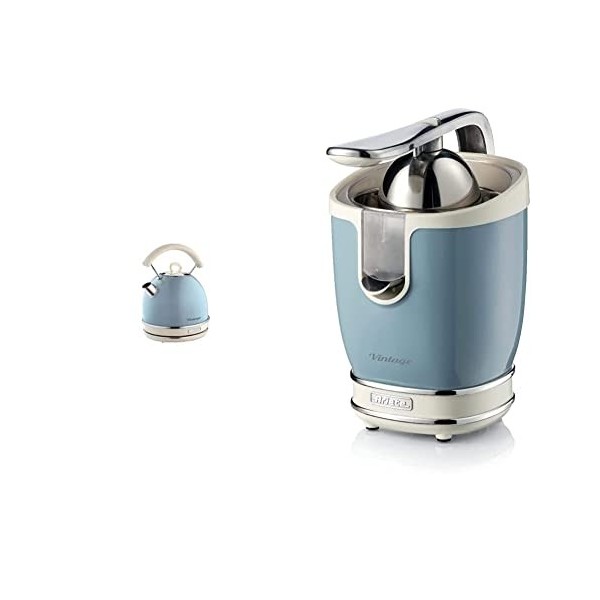 Ariete 413 Presse-agrumes vintage électrique avec levier, 2 cônes pour fruits grands et petits, bleu ciel & Vintage Bouilloir