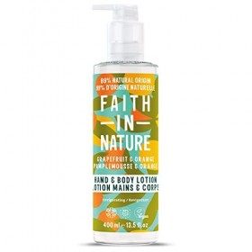 Lotion Naturelle pour les Mains et le Corps Pamplemousse & Orange Faith in Nature, Tonifiante, Vegan & Cruelty Free, Sans par