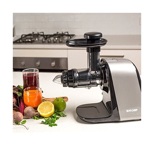 Extracteur de Jus BioChef Axis Compact Cold Press Juicer - Extracteur Horizontal, Compact & Léger, Grande Ouverture | Moteur 