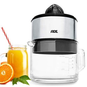 ADE Presse-agrumes électrique | avec carafe en verre, capacité 1 litre | pour oranges, citrons | 2 cônes | moteur rapide 60 w