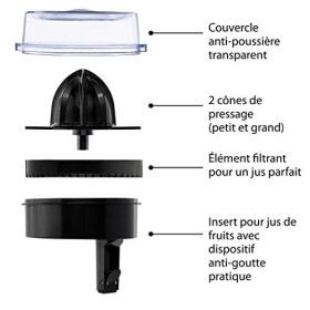 ADE Presse-agrumes électrique | avec carafe en verre, capacité 1 litre | pour oranges, citrons | 2 cônes | moteur rapide 60 w