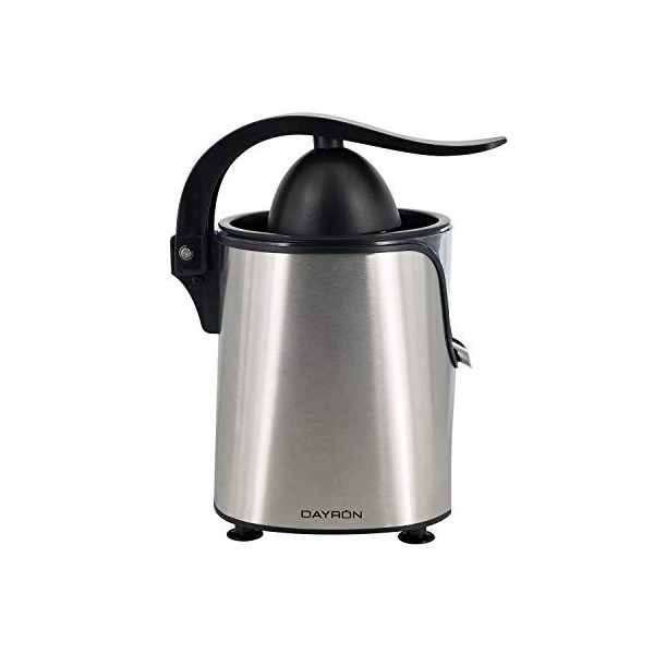 7H DAYRON 0 Presse-agrumes électrique inoxydable avec levier, argent/noir, 160 W, 160 W
