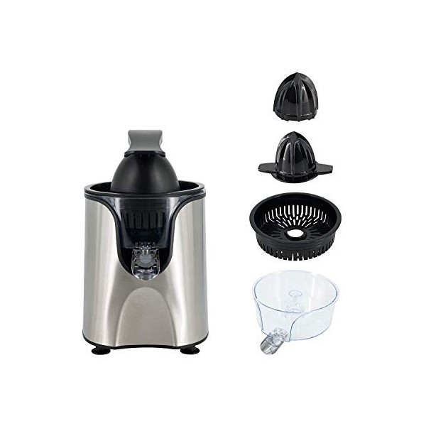 7H DAYRON 0 Presse-agrumes électrique inoxydable avec levier, argent/noir, 160 W, 160 W