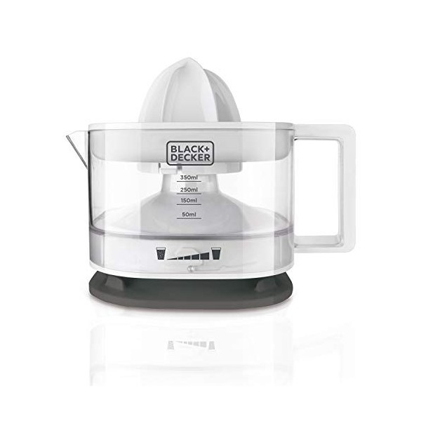 BLACK+DECKER BXCJ350E - Presse Agrumes électrique Levier Professionnel 350W, INOX, Moteur à Courant Alternatif, 650ml, 2 cône