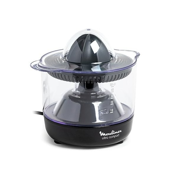 Moulinex Presse-agrume électrique, Double rotation, Capacité 0.45 L, Ultra Compact, Noir PC120870