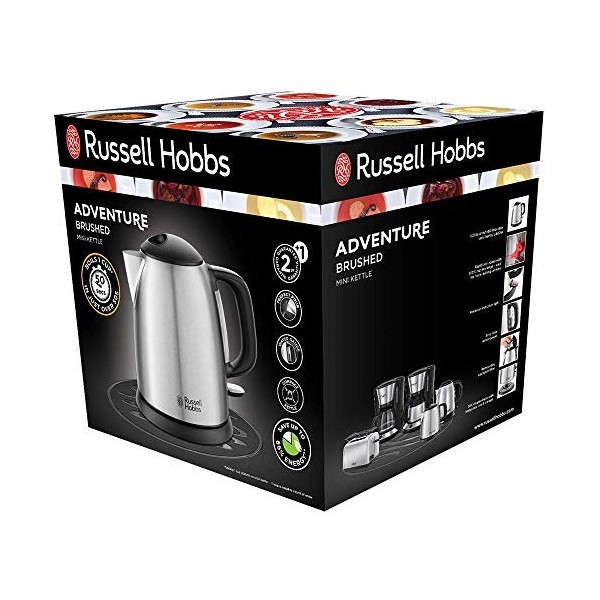 Russell Hobbs Bouilloire Electrique [Compacte & Elegante] Adventure 1L, 2400W, Ebullition rapide,filtre anticalcaire lavable