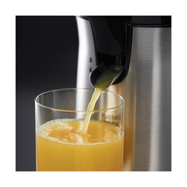 Russell Hobbs Presse Agrumes Electrique [Automatique] Classic Inox brossé Facile & rapide,2 Sens Rotation,2 Cônes Interchang