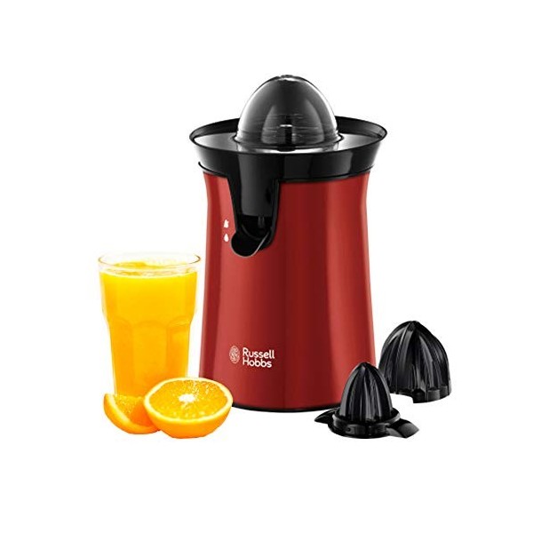 Russell Hobbs Presse Agrumes Electrique [2 Sens Rotation] Colours+ rouge 2 Cônes Interchangeables,sans BPA,lavables lave-vai