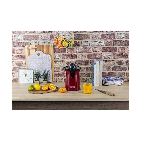 Russell Hobbs Presse Agrumes Electrique [2 Sens Rotation] Colours+ rouge 2 Cônes Interchangeables,sans BPA,lavables lave-vai