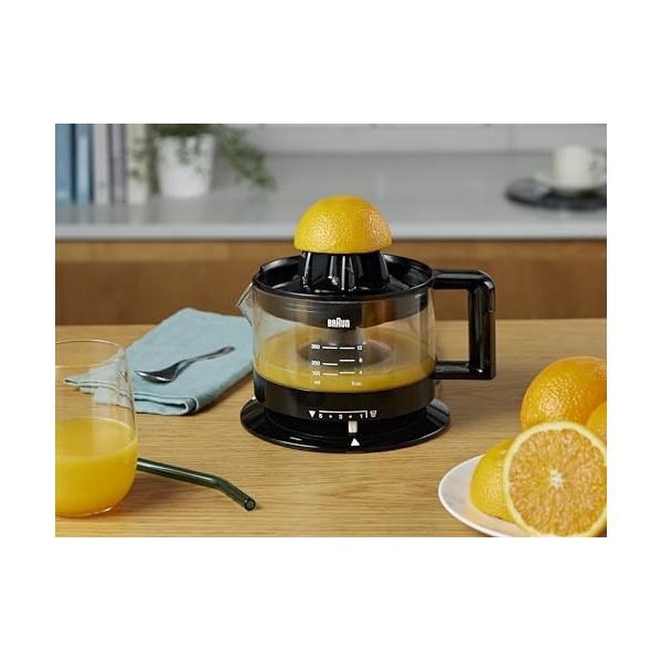 Braun Presse Agrume Electrique CJ3000BK, Jus dOrange, Citron, Pamplemousse, Bol 350 ml, 20 W, Blanc