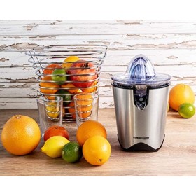 ROMMELSBACHER Presse-agrumes ZP 60/E – Moteur puissant/silencieux, tamis en acier inoxydable, bec verseur pliable, système an