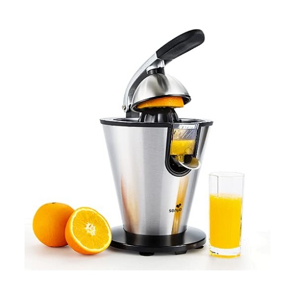 SENYA Presse Agrumes Electrique, Bras Levier, en Acier Inoxydable, 0.7L, 160W, INOX, Noir