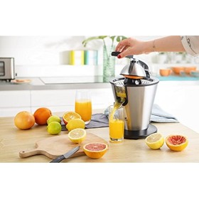 SENYA Presse Agrumes Electrique, Bras Levier, en Acier Inoxydable, 0.7L, 160W, INOX, Noir