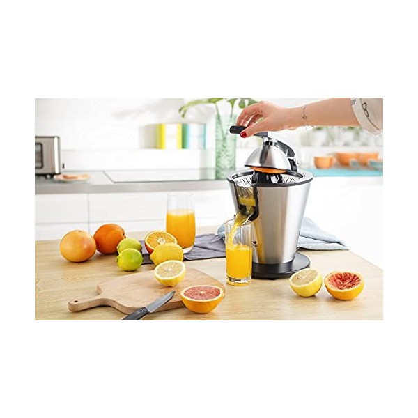 SENYA Presse Agrumes Electrique, Bras Levier, en Acier Inoxydable, 0.7L, 160W, INOX, Noir