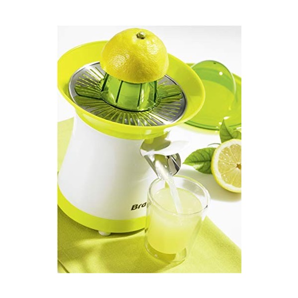 Brandt - PAI-40V - Presse Agrumes Électrique - 40W - 2 Cônes - Stop Goutte - Rotation Alternée - Bec Verseur - Blanc et Vert
