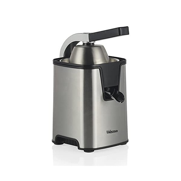 Presse-agrumes électrique Tristar CP-3009 - Pour tous les agrumes - 2 cônes - 2 filtres à pulpe, Noir, Acier Inoxydable